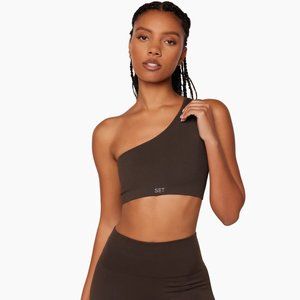 Set Active SCULPTFLEX® RIBBED ONE SHOULDER BRA + LEGGINGS ESPRESSO